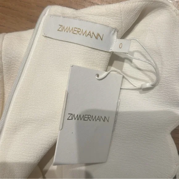 Zimmermann Cream Crop Blouse with Cut Out Mandarin Collar - Picture 2 of 4